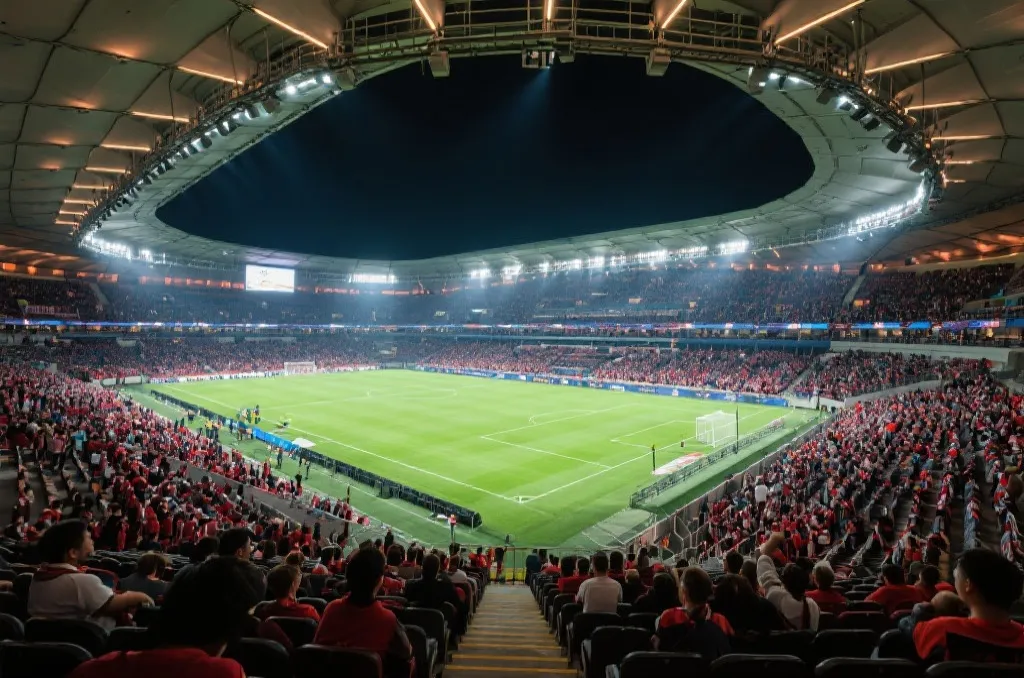 美国世界杯球场内部与看台氛围示意图